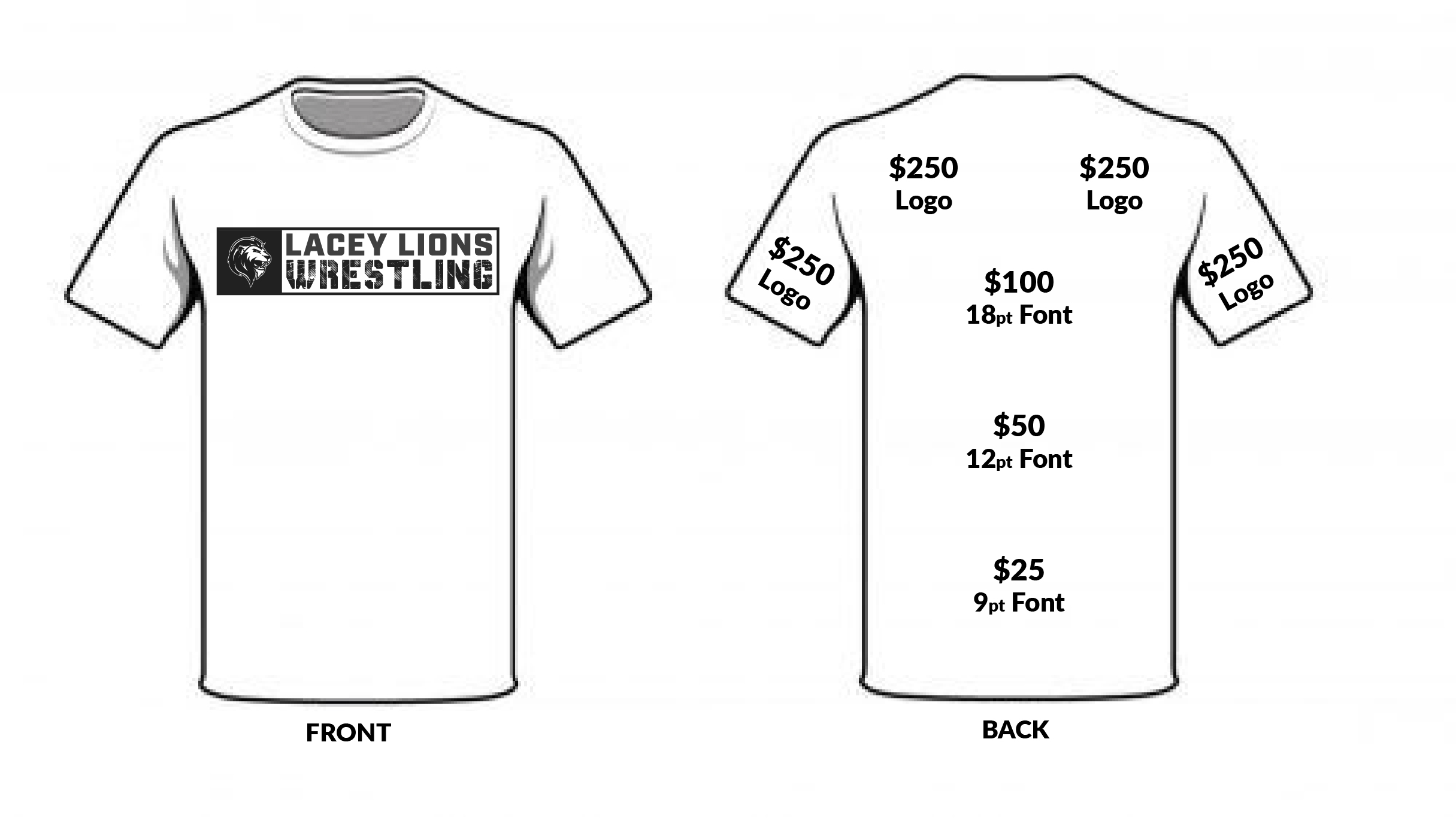 Sponsorship TShirt Fundraiser Lacey Wrestling