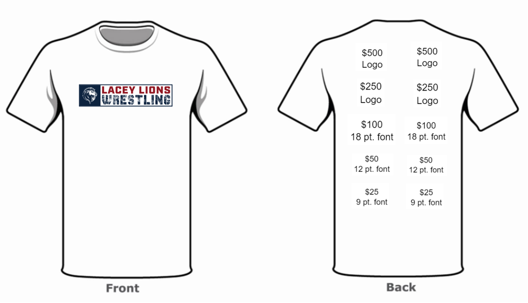 Sponsorship TShirt Fundraiser Lacey Wrestling